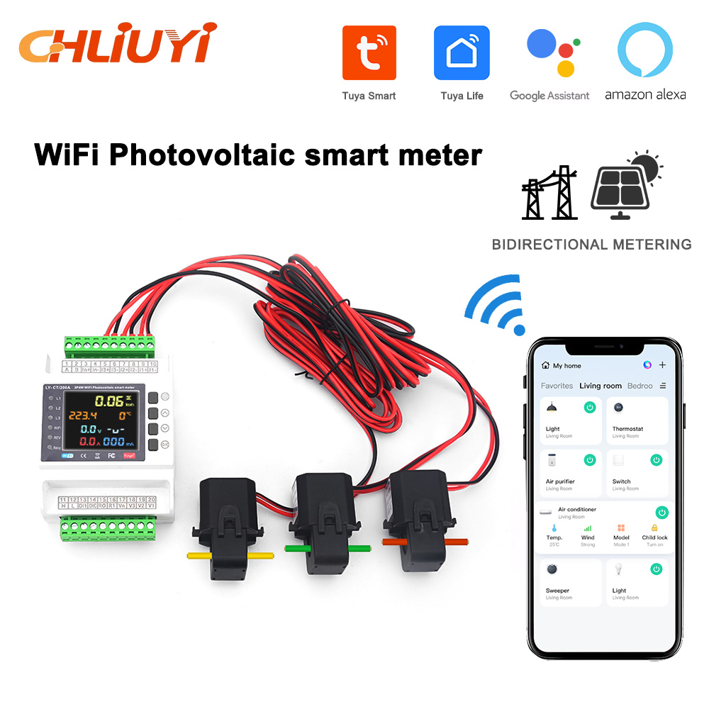 Diy Electronics Store - Inteligentny licznik energii Tuya WiFi, dwukierunkowy,